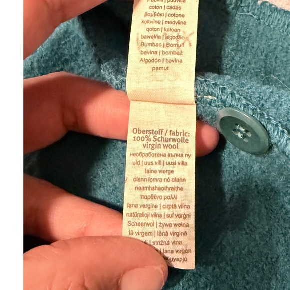 Disana Felix Wool Fleece Hooded Jacket Teal Blue Kids Size 110 116 5-6 Years - Picture 5 of 12